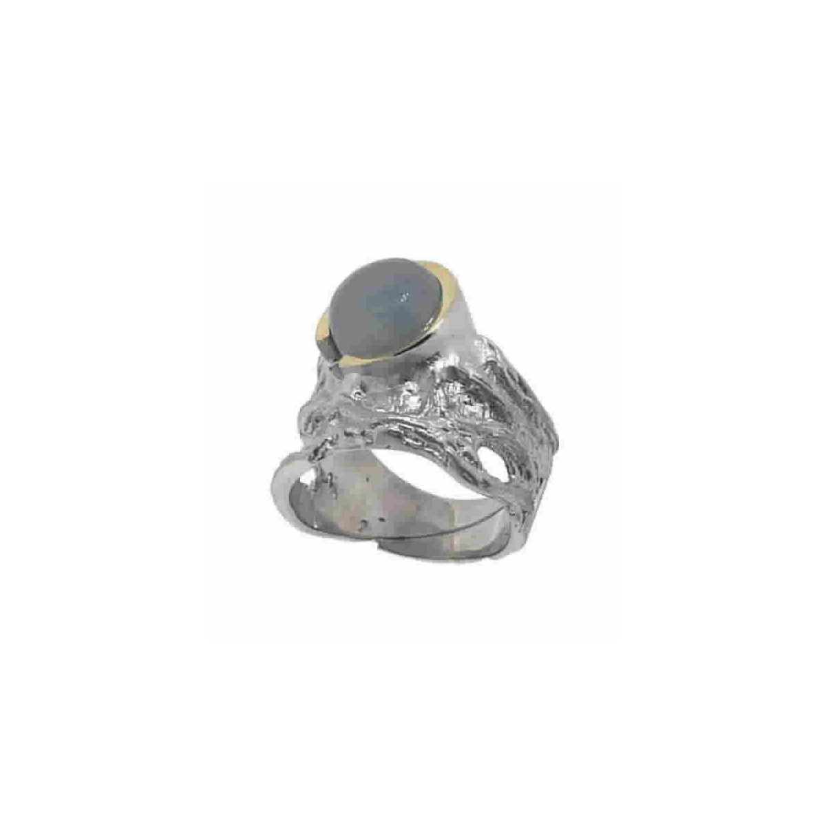 Anillo de plata, oro y aguamarina