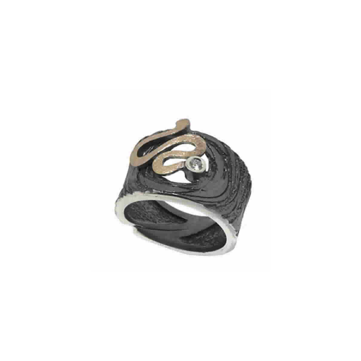 Anillo de plata, oro y brillante