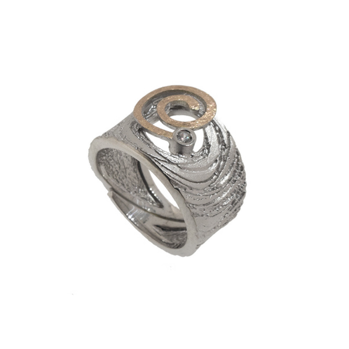 Silver, gold and brilliant ring
