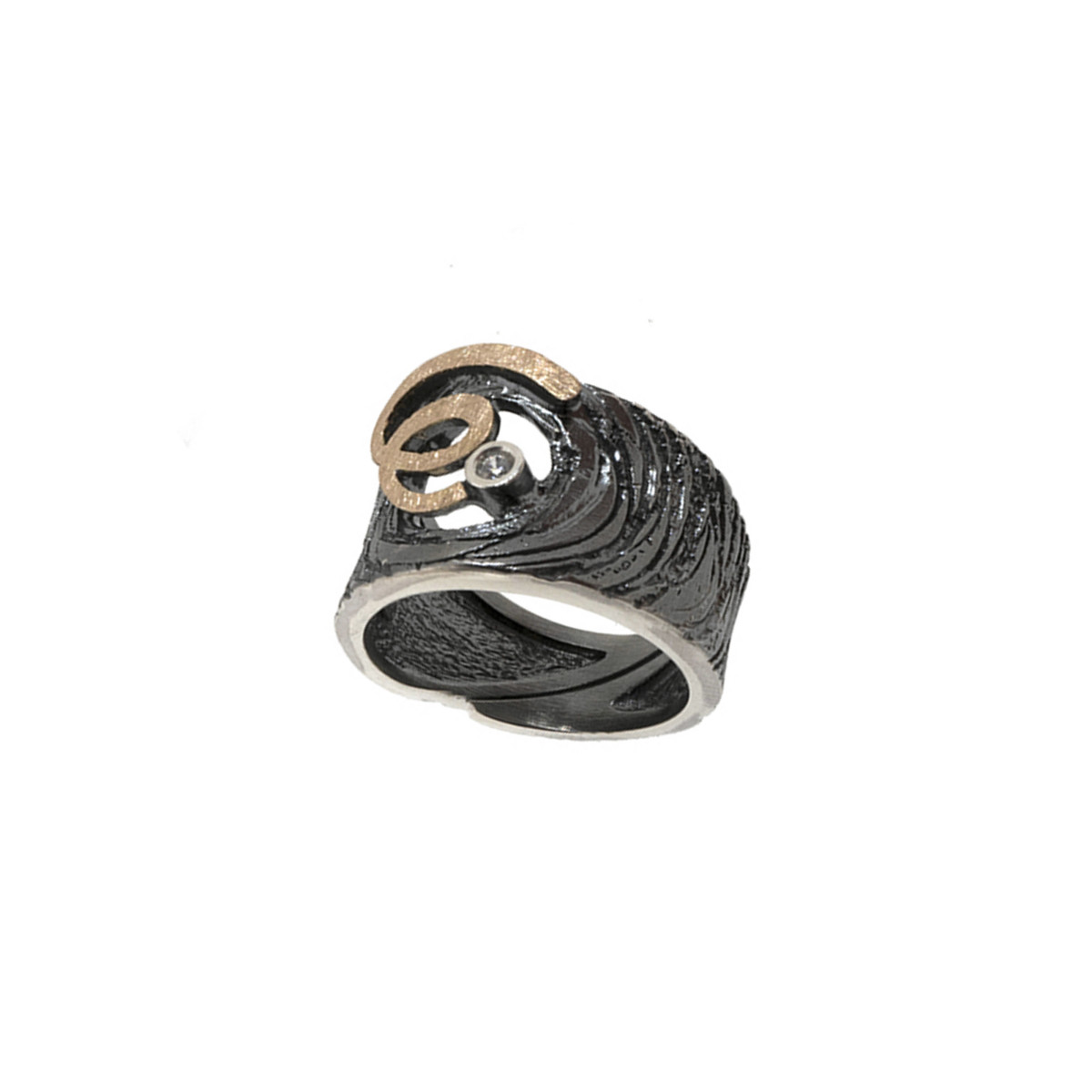 Anillo de plata, oro y brillante
