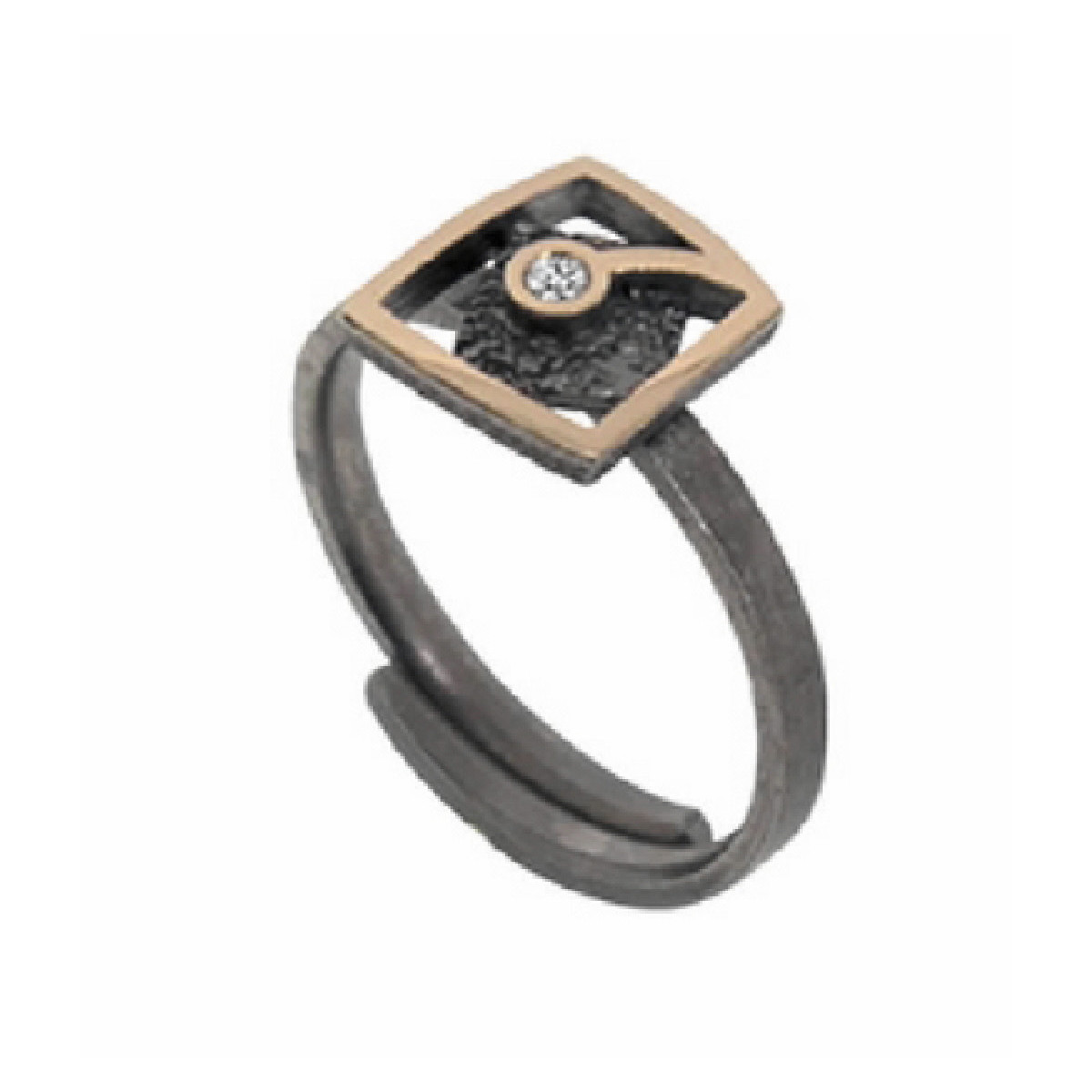 Silver, gold and brilliant ring