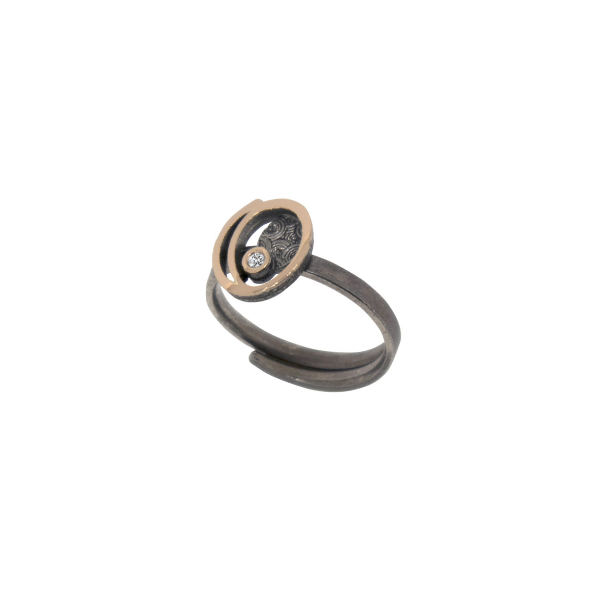 Anillo de plata, oro y brillante