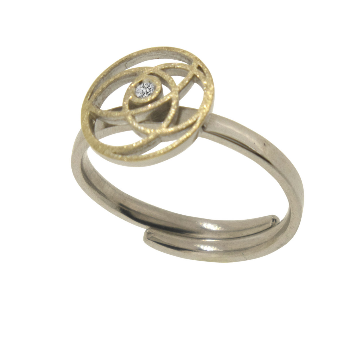 Silver, gold and brilliant ring