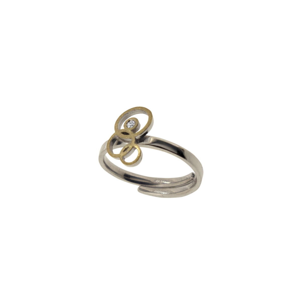 Anillo de plata, oro y brillante