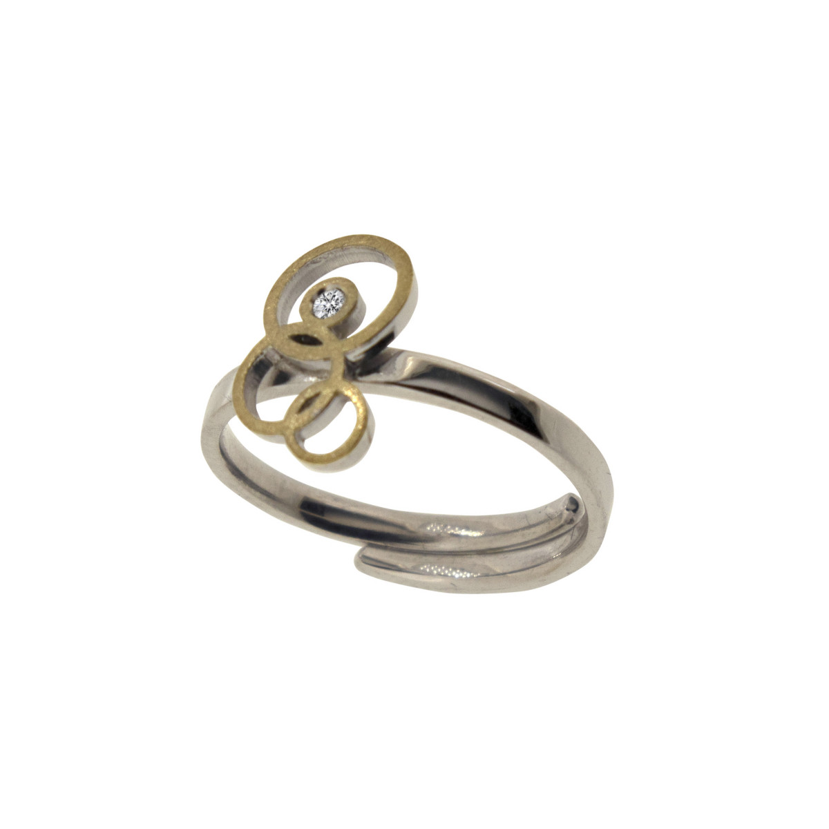 Anillo de plata, oro y brillante