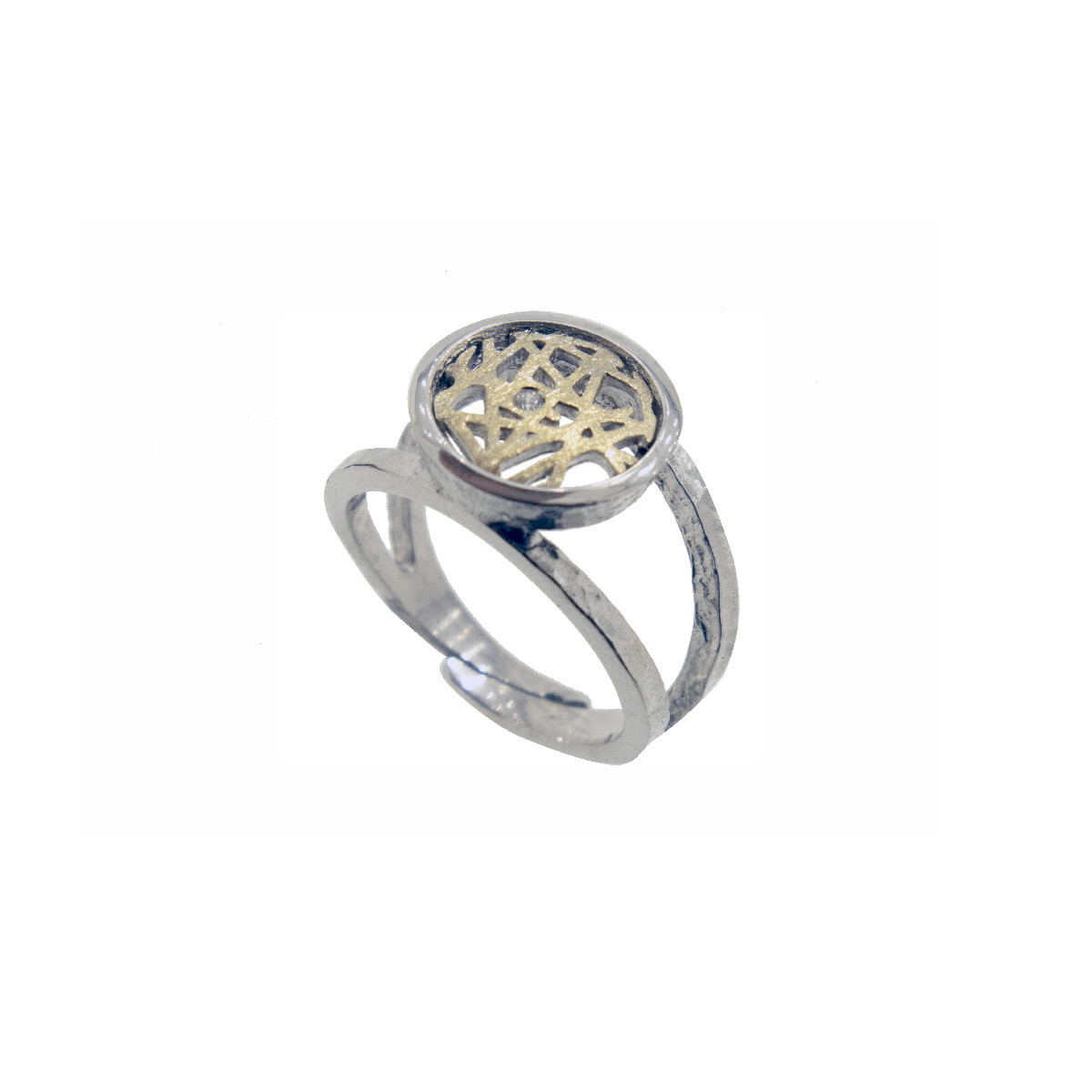 Anillo de plata, oro y brillante