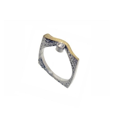 Silver, gold and brilliant ring