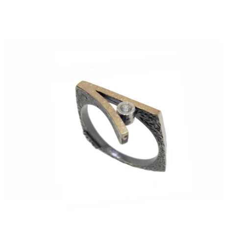 Silver, gold and brilliant ring