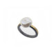 Silver, gold and baroque pearl ring