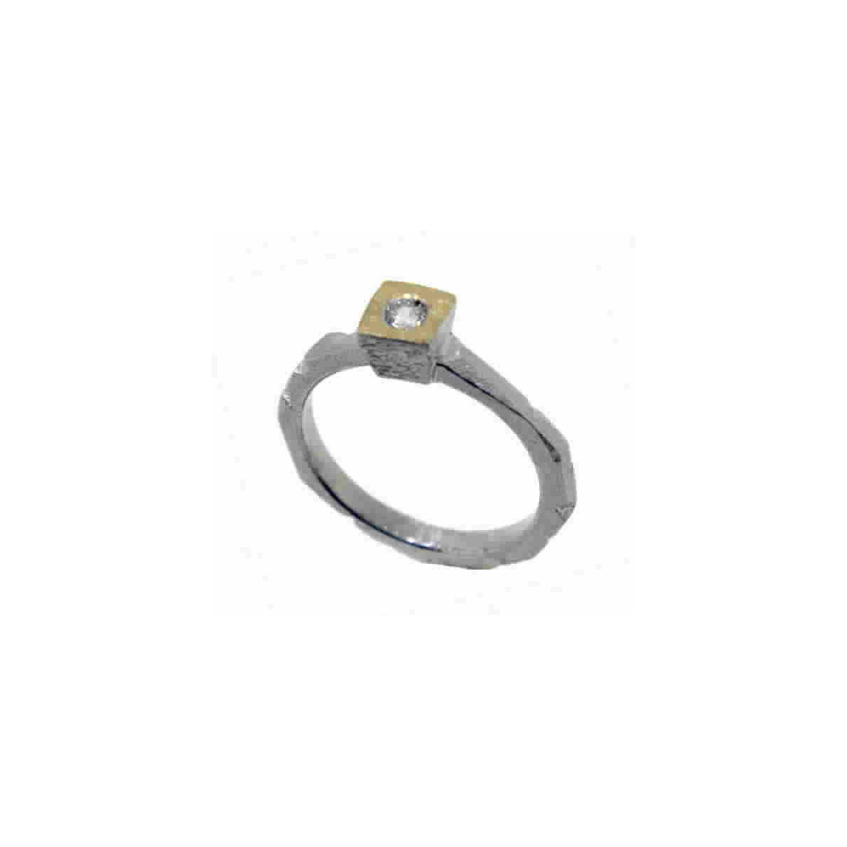 Anillo de plata, oro y brillante