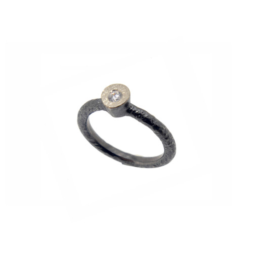 Anillo de plata, oro y brillante