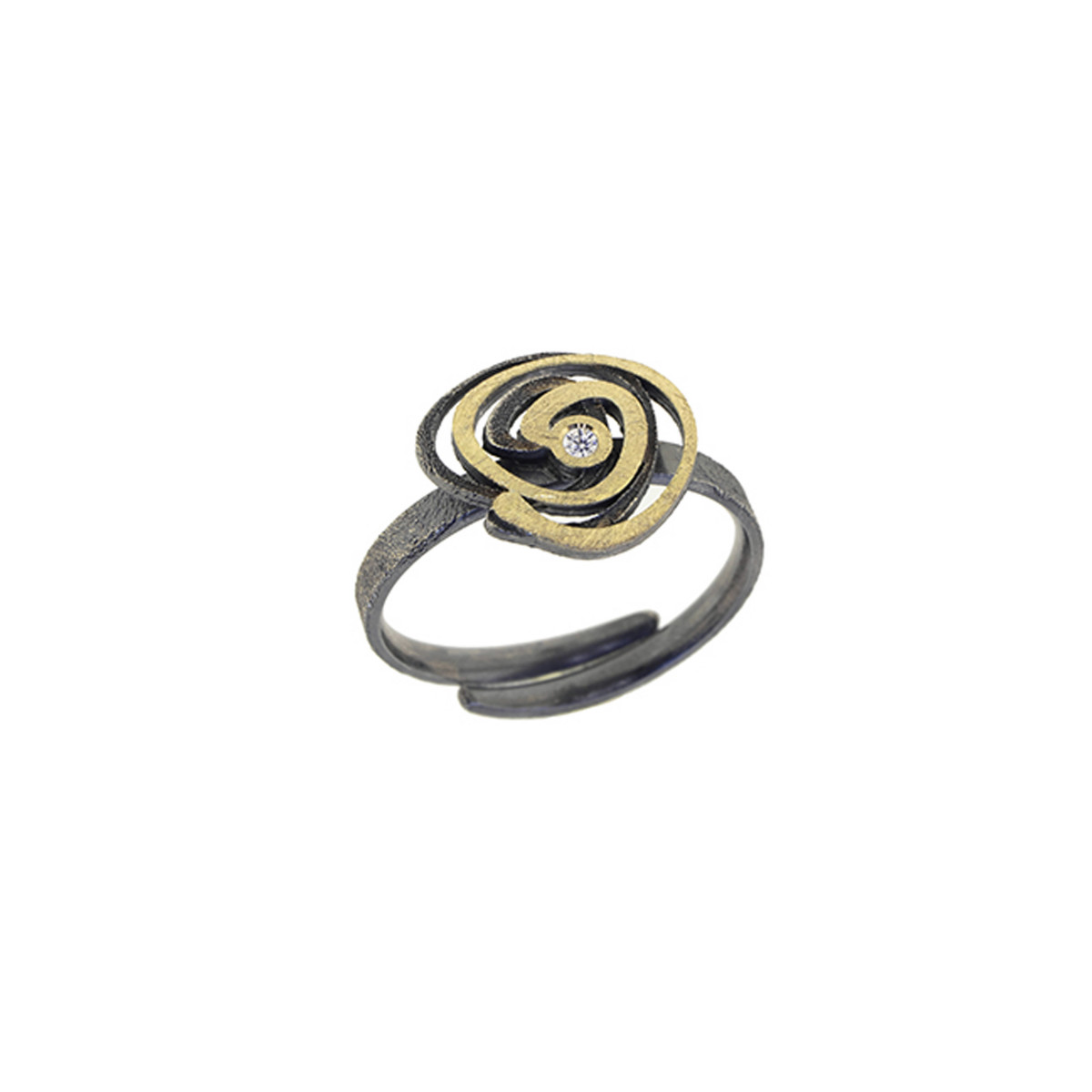 Silver, gold and brilliant ring