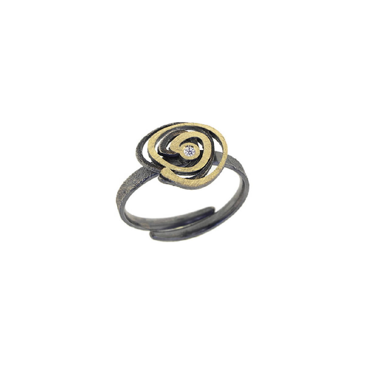 Silver, gold and brilliant ring