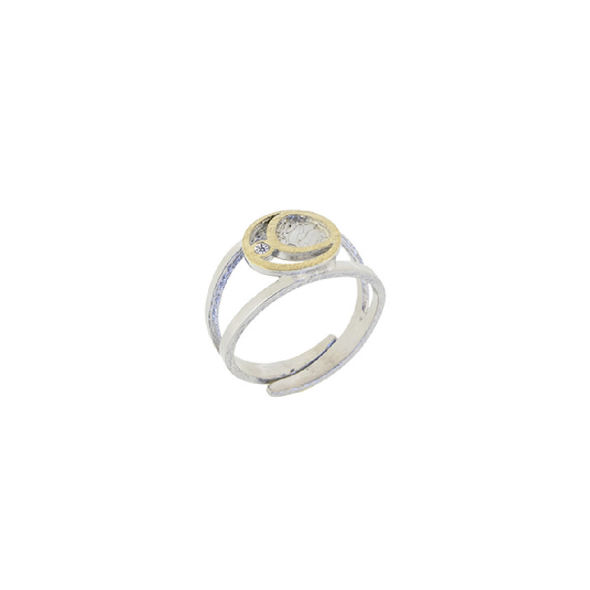 Anillo de plata, oro y brillante