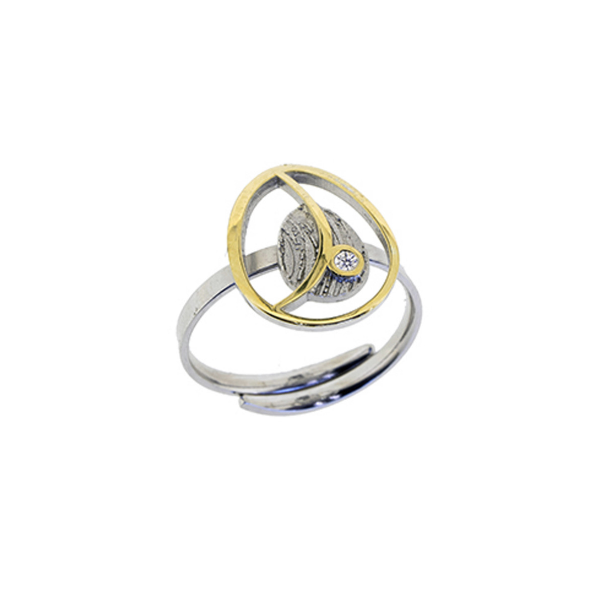 Silver, gold and brilliant ring