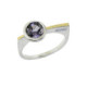 Silver, gold and amethyst ring