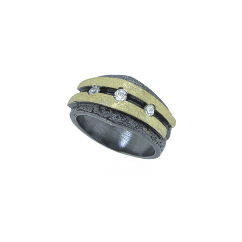 Anillo de plata, oro y DIAMANT