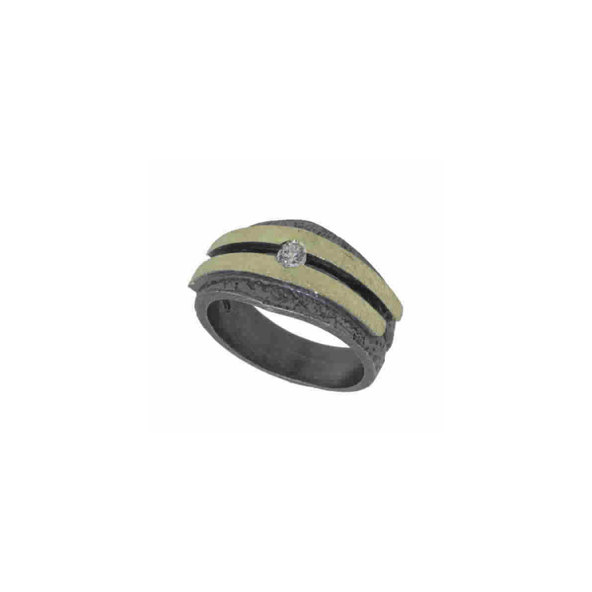 Anillo de plata, oro y brillante