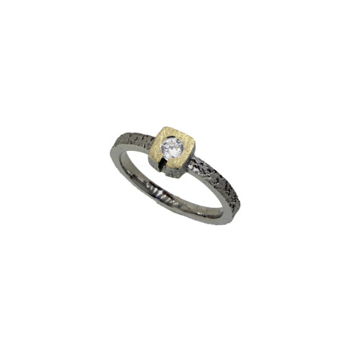 Anillo de plata, oro y DIAMANT  LAB