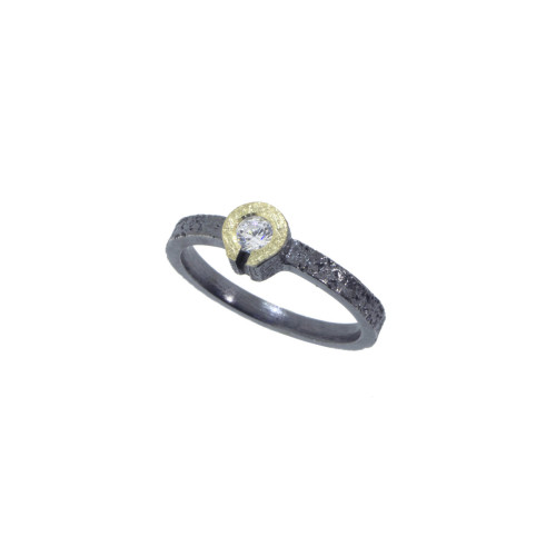 Anillo de plata, oro y brillante
