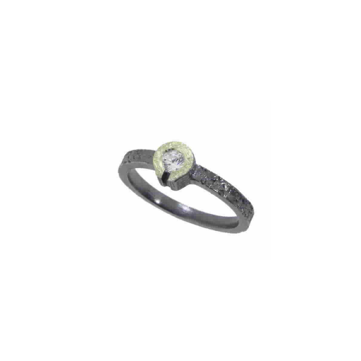 Anillo de plata, oro y brillante
