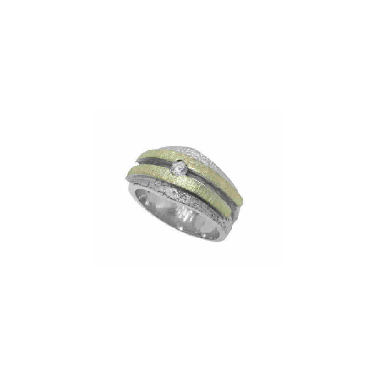 Silver, gold and brilliant ring