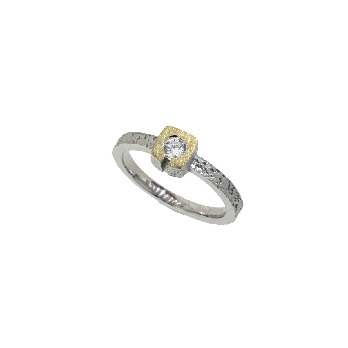 Silver, gold and brilliant ring