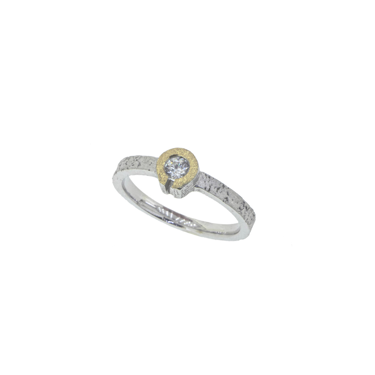 Silver, gold and brilliant ring