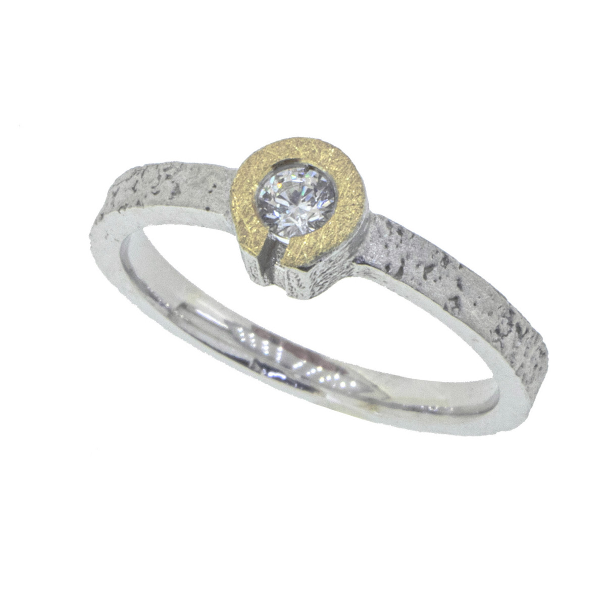 Silver, gold and brilliant ring