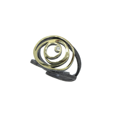 Anillo de plata, oro y brillante