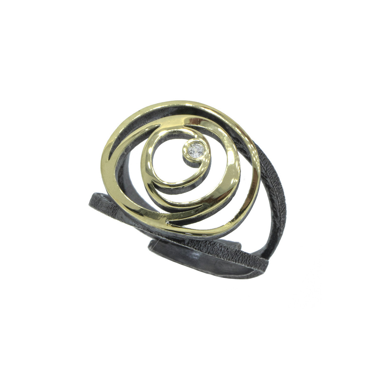 Anillo de plata, oro y brillante