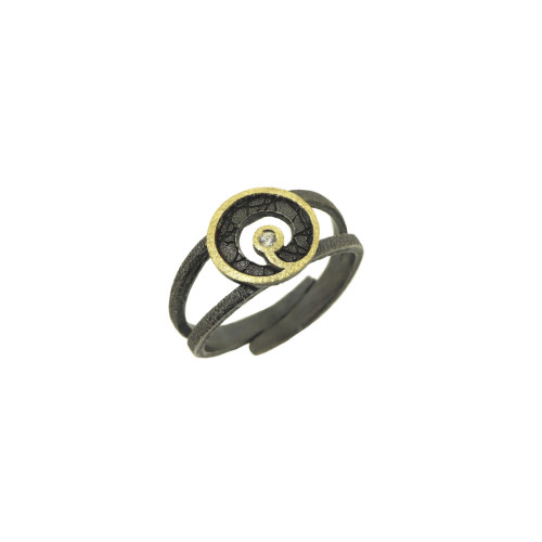 Anillo de plata, oro y brillante
