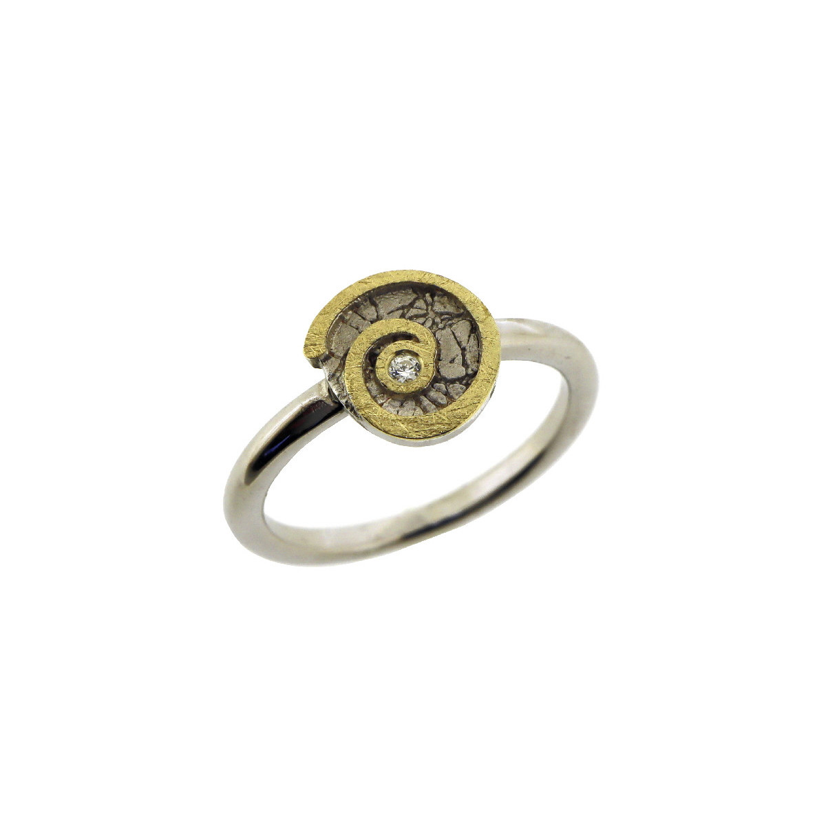 Silver, gold and 0.015 ct brilliant ring