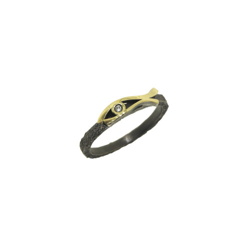 Anillo de plata, oro y brillante