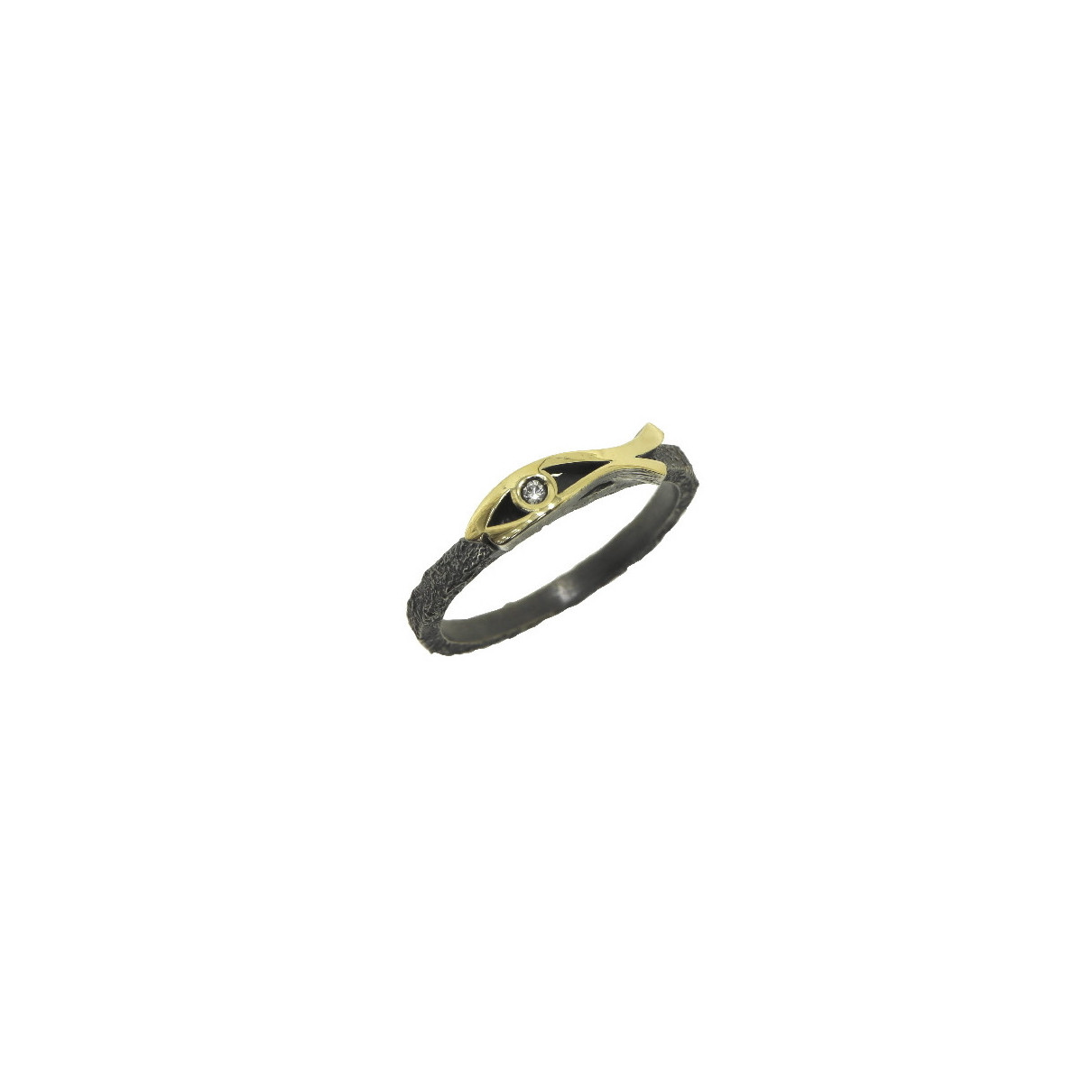 Anillo de plata, oro y brillante