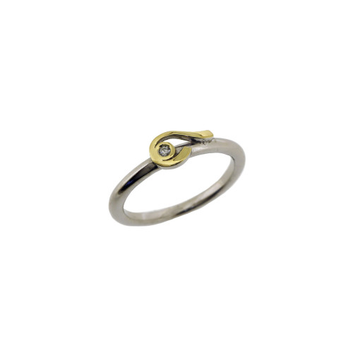 Anillo de plata, oro y brillante