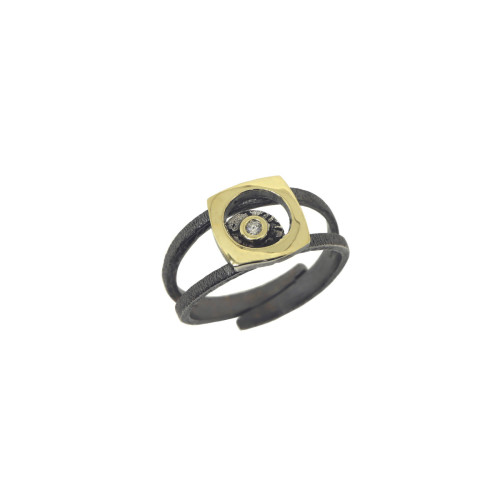 Anillo de plata, oro y brillante