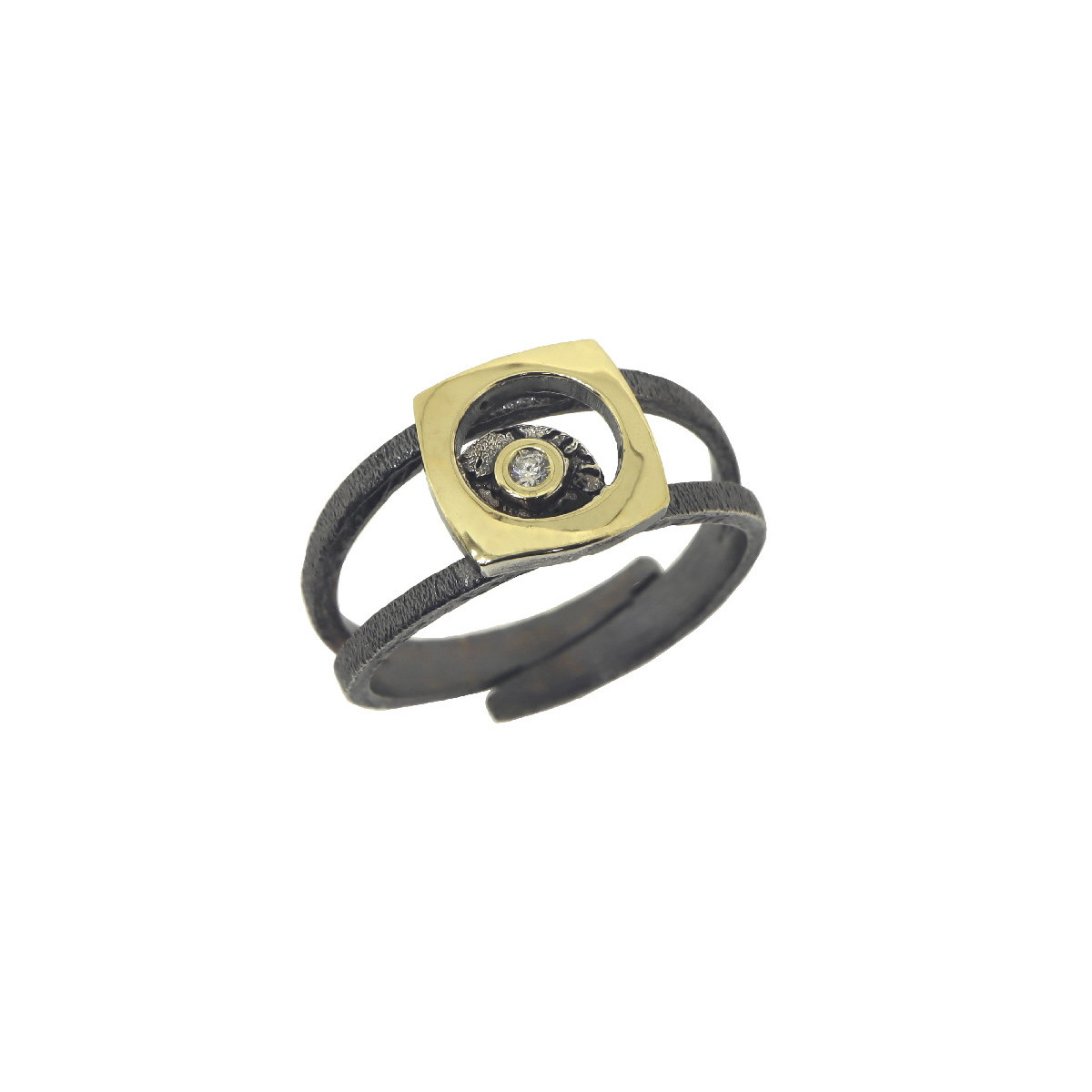 Silver, gold and brilliant ring