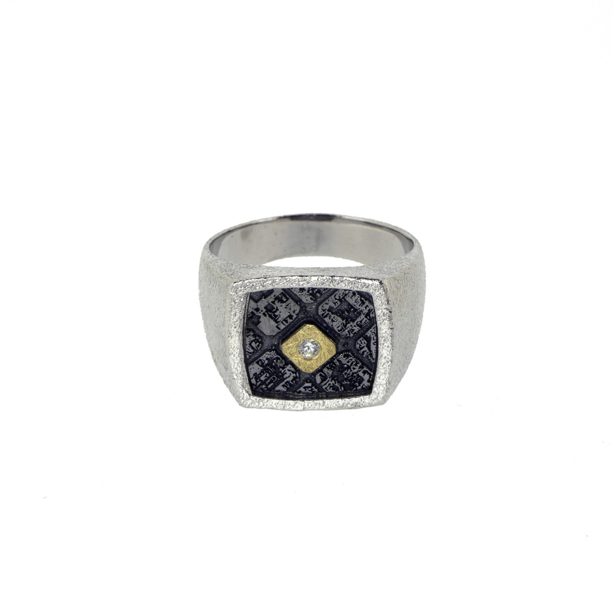 Silver, gold and brilliant ring