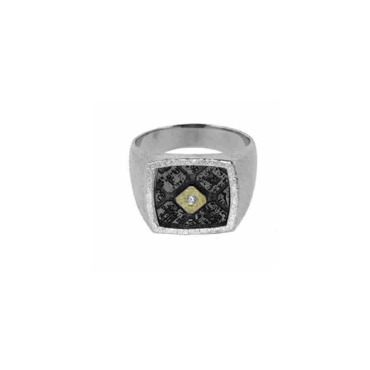 Silver, gold and brilliant ring
