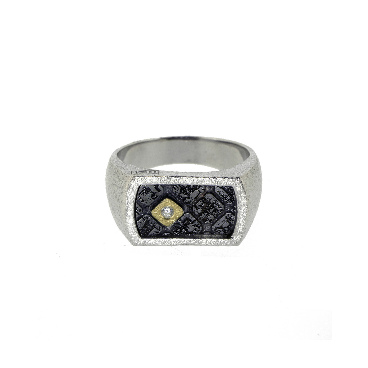 Silver, gold and brilliant ring