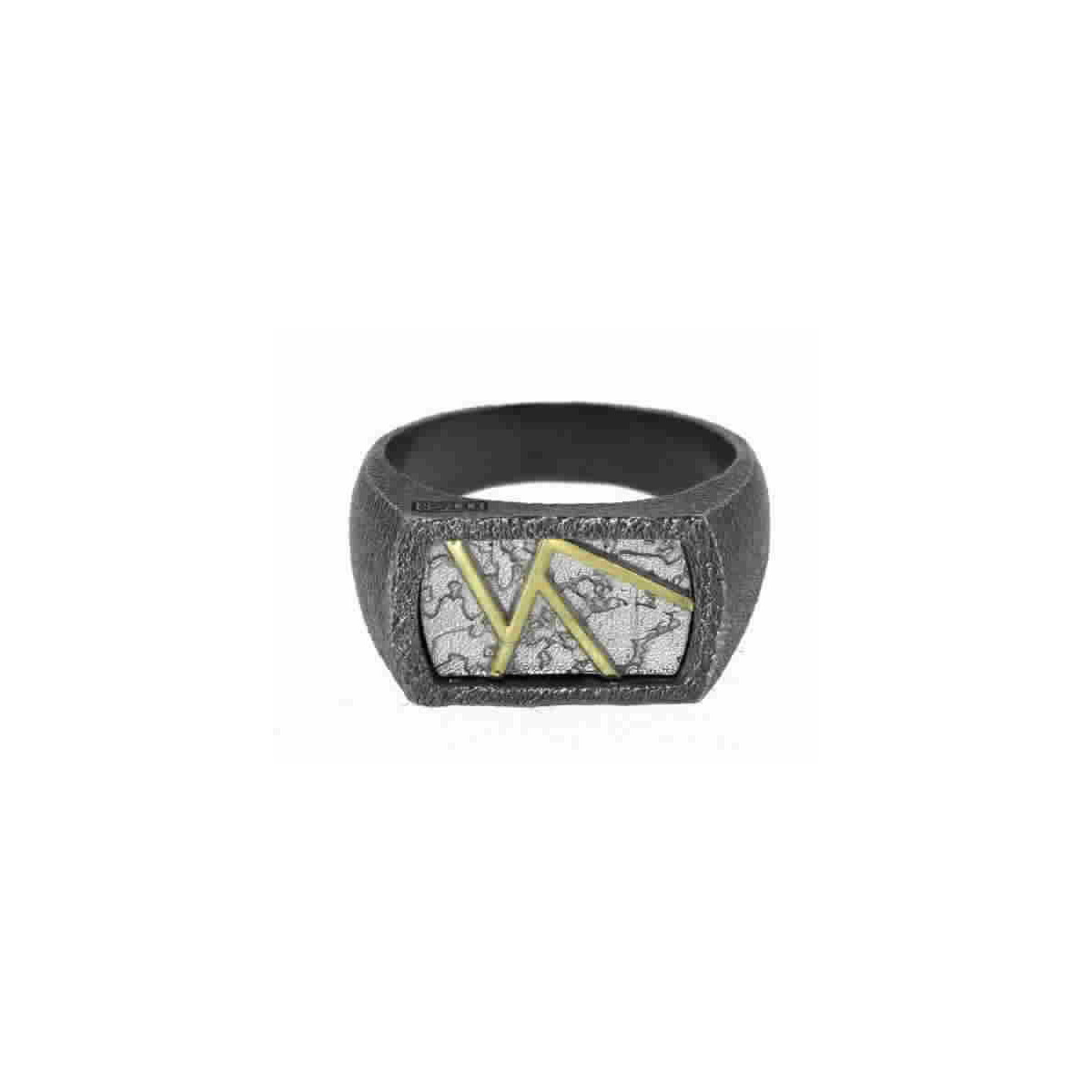 Silver and 18k gold ring