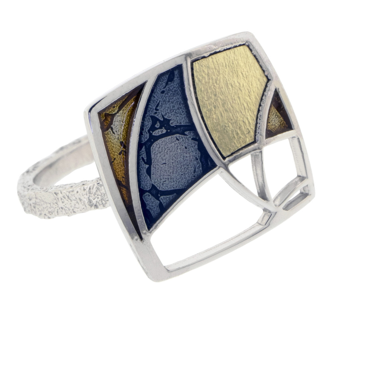 Anillo de plata y oro, esmaltado
