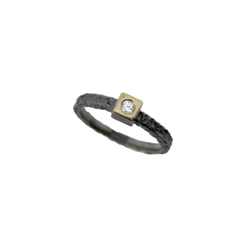 Anillo de plata, oro y brillante