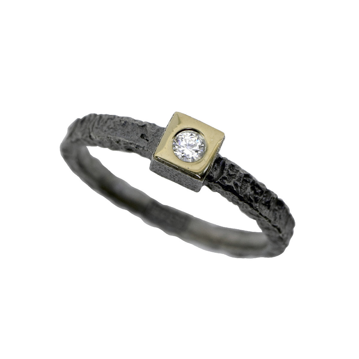 Anillo de plata, oro y brillante
