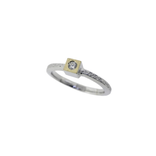 Anillo de plata, oro y DIAMANT  LAB