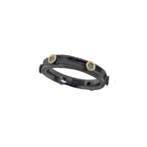 Anillo de plata, oro y brillante