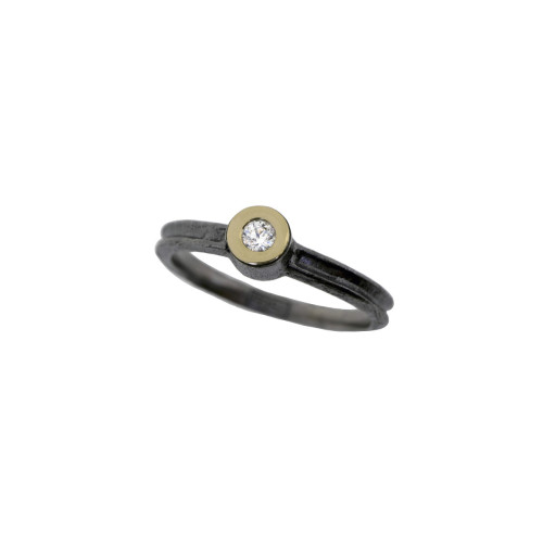 Anillo de plata, oro y brillante