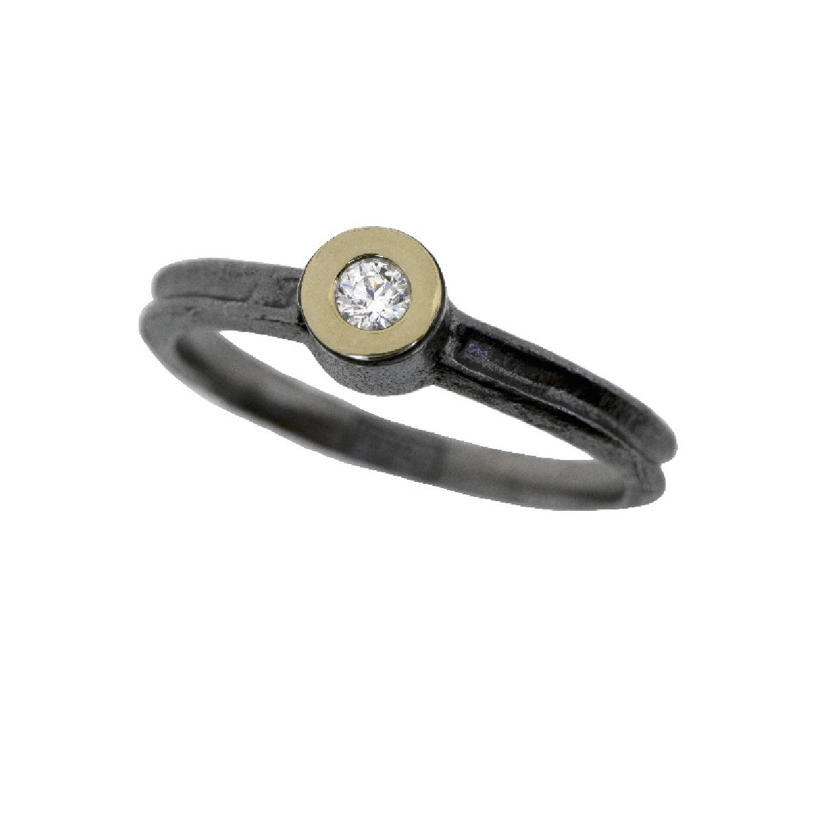 Anillo de plata, oro y brillante