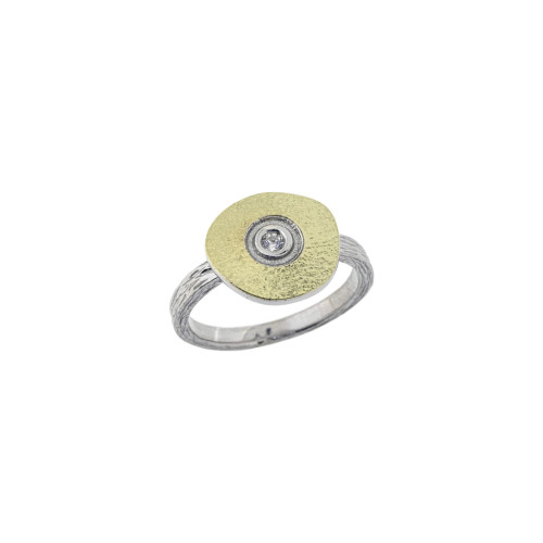 Anillo de plata, or i brillant